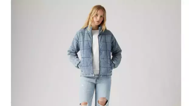 Стеганая куртка из хлопка Levi's, цвет Light Wash Denim