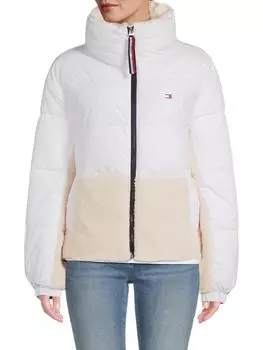 Стеганая куртка из искусственной овчины Tommy Hilfiger, цвет White Beige