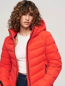 Стеганая куртка из микрофибры с капюшоном Superdry, закат красный