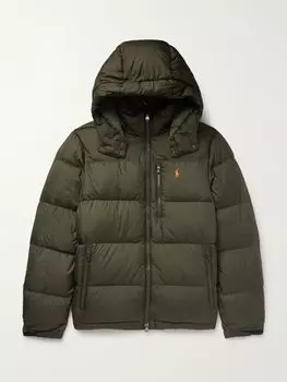 Стеганая куртка из переработанного материала с капюшоном и вышитым логотипом POLO RALPH LAUREN, зеленый