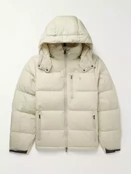 Стеганая куртка из переработанного материала с капюшоном и вышитым логотипом POLO RALPH LAUREN, серо-коричневый
