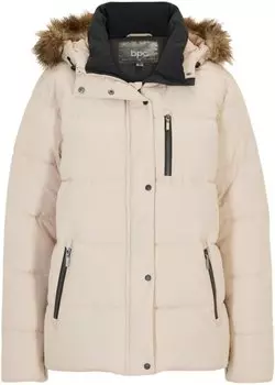 Стеганая куртка из переработанного полиэстера с контрастными деталями Bpc Bonprix Collection, бежевый