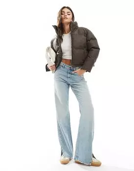 Стеганая куртка из ПУ стираной коричневой отделкой Brave Soul