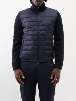 Стеганая куртка из пуха и смесовой шерсти Moncler, синий