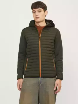 Стеганая куртка Jack & Jones "JJEMULTI QUILTED JACKET NOOS", с капюшоном, цвет Rosin Detail:Set-In Sleeves And Marmelade Contrast