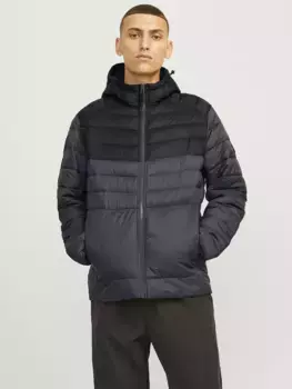 Стеганая куртка Jack & Jones "JJESPRINT PUFFER HOOD NOOS", с капюшоном, цвет Asphalt Detail:Black Blocking