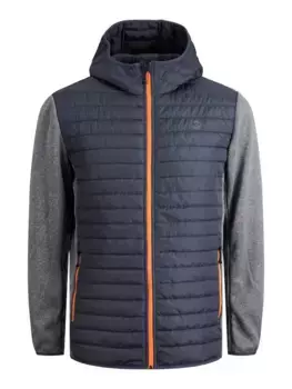 Стеганая куртка Jack & Jones PlusSize "JJEMULTI QUILTED JACKET PS NOOS", с капюшоном, серый