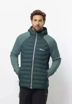 Стеганая куртка Jack Wolfskin "ROUTEBURN PRO HYBRID M", с капюшоном, изумрудный