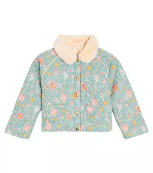 Стеганая куртка jasmina из хлопка с цветочным принтом Louise Misha, синий