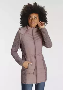 Стеганая куртка KangaROOS с капюшоном из модного микса материалов со съемным капюшоном, цвет Dunkel Rose