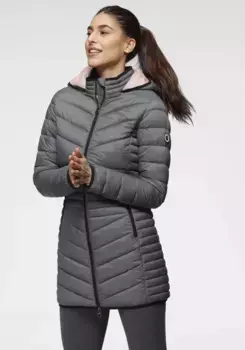 Стеганая куртка KangaROOS с капюшоном, с эффектным стеганым узором и высоким воротником-стойкой, серый