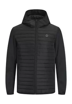 Стеганая куртка, капюшон, молния, мужская Jack & Jones, черный