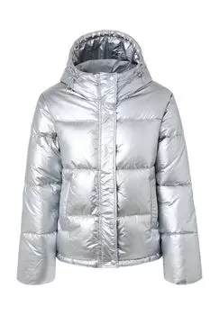 Стеганая куртка, капюшон, воротник стойка, женская Pepe Jeans, цвет Silver