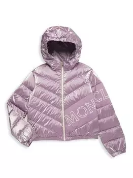 Стеганая куртка Little Girl's & Girl's с логотипом Vonnes Moncler, фиолетовый