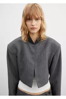 Стеганая куртка Mango, серый