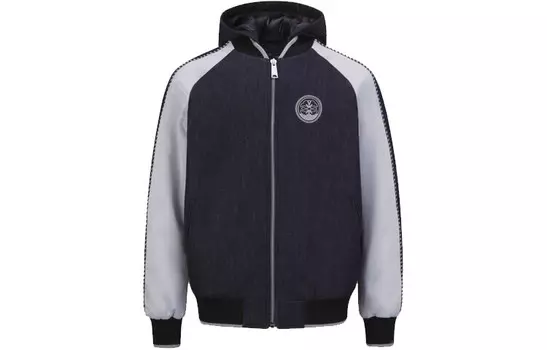 Стеганая куртка мужская джинсовая синяя/черная Evisu, синий/черный