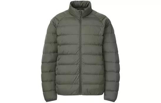 Стеганая куртка мужская темно-зеленая Uniqlo, темно-зеленый
