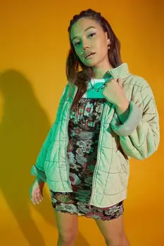 Стеганая куртка на молнии Forever 21, бежевый