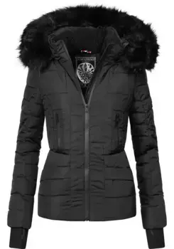 Стеганая куртка Navahoo "Адель" с капюшоном, качественная зимняя куртка с элегантным капюшоном из искусственного меха, черный
