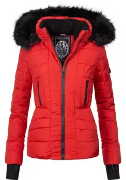 Стеганая куртка Navahoo "Адель" с капюшоном, качественная зимняя куртка с элегантным капюшоном из искусственного меха, красный