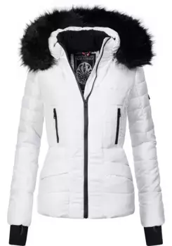 Стеганая куртка Navahoo "Адель" с капюшоном, качественная зимняя куртка с элегантным капюшоном из искусственного меха, белый