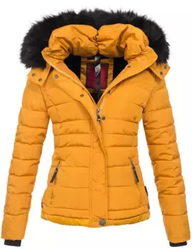 Стеганая куртка Navahoo "Хлоя", качественная зимняя куртка со съемным капюшоном, желтый