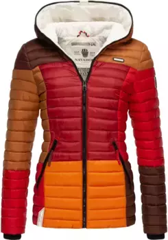 Стеганая куртка Navahoo "Мультикулти" с капюшоном, стильная переходная куртка с цветовой блокировкой и капюшоном, коричневый