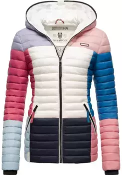 Стеганая куртка Navahoo "Мультикулти" с капюшоном, стильная переходная куртка с цветовой блокировкой и капюшоном, синий