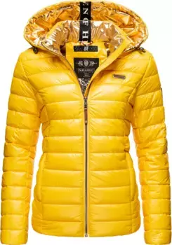 Стеганая куртка Наваху "Аурелианаа" с капюшоном, элегантная зимняя куртка металлизированного цвета со съемным капюшоном. Капюшон Navahoo, желтый