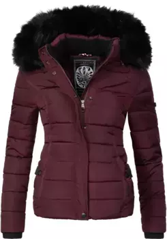 Стеганая куртка Наваху "Миамор", с капюшоном, качественная зимняя куртка с объемным капюшоном из искусственного меха Navahoo, красный