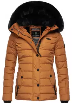 Стеганая куртка Наваху "Милианаа" с капюшоном, элегантная зимняя куртка с капюшоном из мягкого искусственного меха Navahoo, цвет Ocker