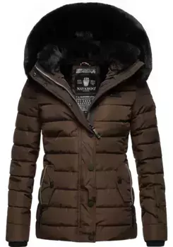 Стеганая куртка Наваху "Милианаа" с капюшоном, элегантная зимняя куртка с капюшоном из мягкого искусственного меха Navahoo, коричневый
