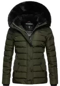 Стеганая куртка Наваху "Милианаа" с капюшоном, элегантная зимняя куртка с капюшоном из мягкого искусственного меха Navahoo, зеленый