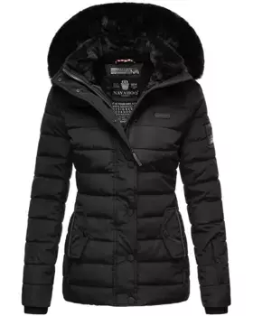 Стеганая куртка Наваху "Милианаа" с капюшоном, элегантная зимняя куртка с капюшоном из мягкого искусственного меха Navahoo, черный