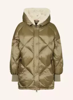 Стеганая куртка оверсайз лена с галлонными полосками No.1 Como, зеленый