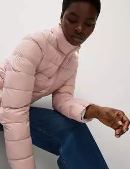 Стеганая куртка Packaway с перьями и пухом Marks & Spencer, цвет Pink shell