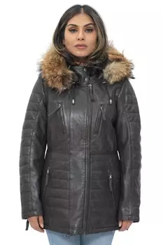 Стеганая куртка-парка из кожи куритиба Infinity Leather, коричневый