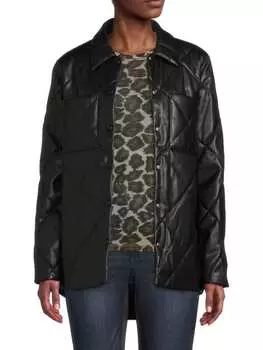 Стеганая куртка-рубашка из искусственной кожи Calvin Klein Black