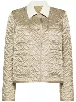 Стеганая куртка-рубашка с вельветовым воротником MONCLER, зеленый