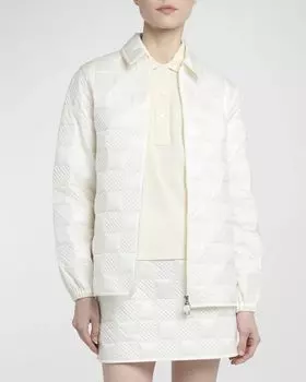 Стеганая куртка-рубашка в клетку Moncler, цвет Natural