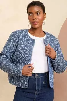 Стеганая куртка с цветочным принтом Love & Roses, синий