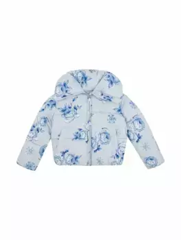 Стеганая куртка с цветочным принтом Monnalisa, мультиколор