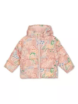 Стеганая куртка с графическим принтом Stella McCartney Kids, розовый