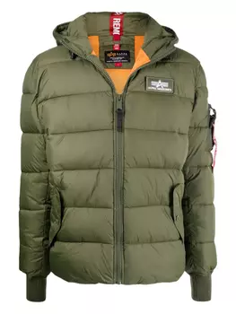 Стеганая куртка с капюшоном Alpha Industries, зеленый