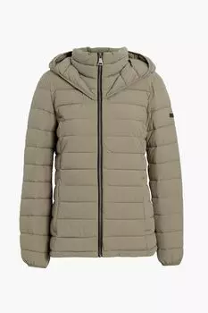 Стеганая куртка с капюшоном DKNY, зеленый