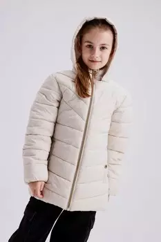 Стеганая куртка с капюшоном для девочек Name It, бежевый
