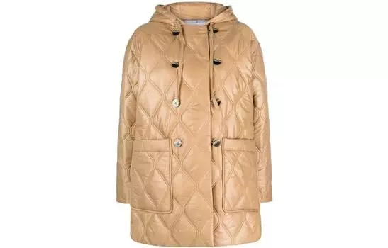 Стеганая куртка с капюшоном GANNI, бежевый