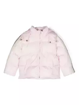 Стеганая куртка с капюшоном и логотипом Palm Angels Kids, розовый