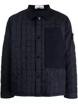 Стеганая куртка с капюшоном и нашивкой Compass Stone Island, синий