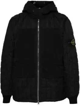 Стеганая куртка с капюшоном и нашивкой Compass Stone Island, черный